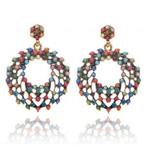 NEW boho vintage gold colorful earrings